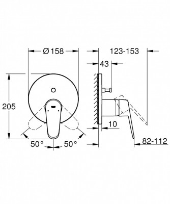 Смеситель для ванны GROHE Eurodisc Cosmopolitan, внешняя монтажная часть, хром (24056002)