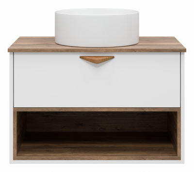 Тумба Brevita Bergen 80 с подсветкой подвесная (белая) BER-07080-19-01-1Я (с раковиной)