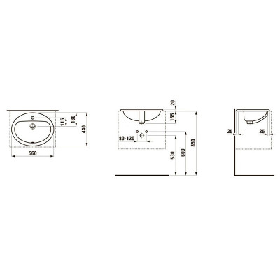 Laufen Pro 8.1395.1.000.104.1 раковина встраиваемая сверху, 56 см х 44 см, белая