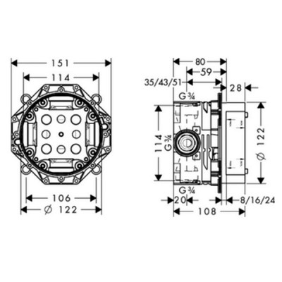Hansgrohe iBox universal 01800180 скрытая часть ко всем типам арматур