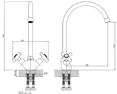 Кухонный смеситель ESKO Vienna VN 06-2 хром