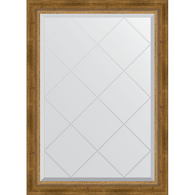Зеркало настенное Evoform ExclusiveG 101х73 BY 4176 с гравировкой в багетной раме Состаренная бронза с плетением 70 мм