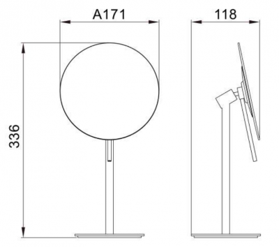 Зеркало настольное с увеличением 5х JAVA S-M111H черный