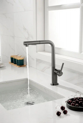 Смеситель для кухни Paulmark Neo Ne214419-B Беретта с выдвижным изливом