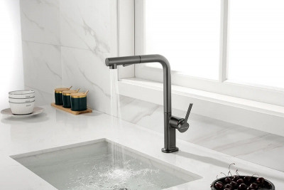 Смеситель для кухни Paulmark Neo Ne214419-B Беретта с выдвижным изливом