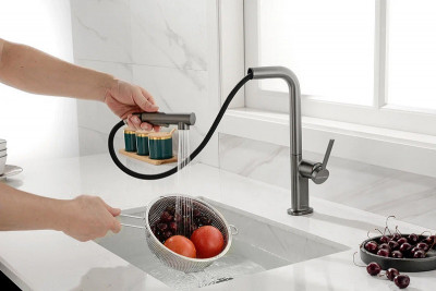 Смеситель для кухни Paulmark Neo Ne214419-B Беретта с выдвижным изливом