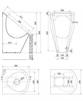 Глянцевый писсуар с безводным клапаном Nofer 13004.70.В