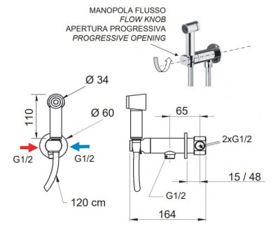 Remer Minimal N64EUM Гигиенический душ в комплекте с прогрессивным смесителем (хром)