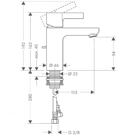 Hansgrohe Metris S 31060000 смеситель для раковины с д/к, хром