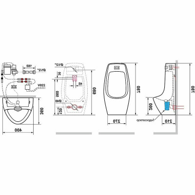 Писсуар подвесной сенсорный Laguraty Sensor 512 X, белый фаянс, 40x78 см, скрытый подвод воды