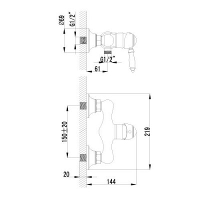 Lemark Villa LM4803B смеситель для душа с ручным душем и шлангом, бронза