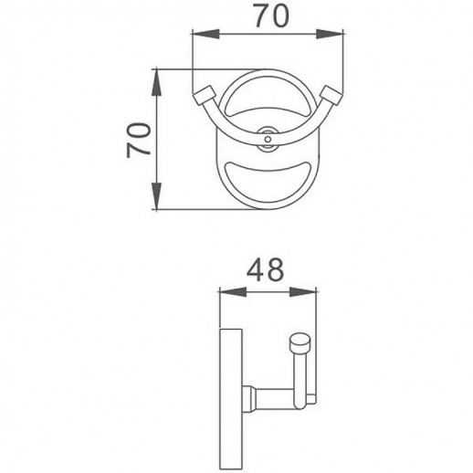 Двойной крючок Haiba HB1905-2 (металл) хром