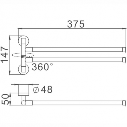 Полотенцедержатель Haiba HB8712 поворотный (металл) черный