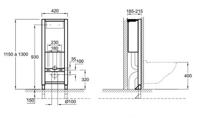 JACOB DELAFON E4311-NF настенная рама для подвесного унитаза