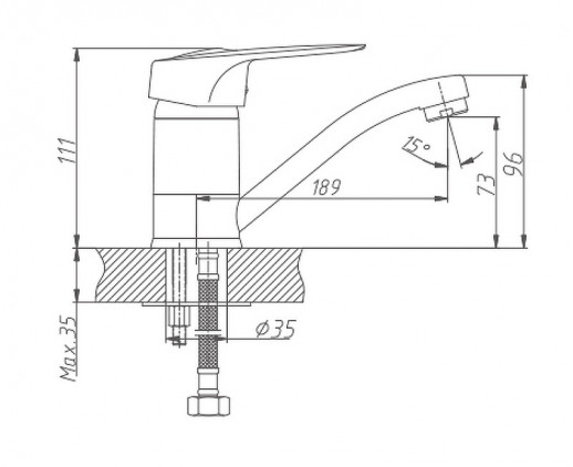 Смеситель для кухни Haiba HB4504 (латунь) хром