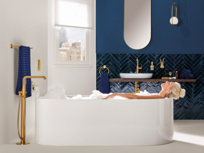 Внешняя часть смесителя для ванны GROHE Essence напольного монтажа, холодный рассвет глянец (23491GL1)