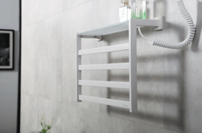 Полотенцесушитель электрический Black&White Universe N-333W 58х35 333WN с полкой белый лесенка