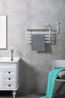 Полотенцесушитель электрический Black&White Universe N-333W 58х35 333WN с полкой белый лесенка