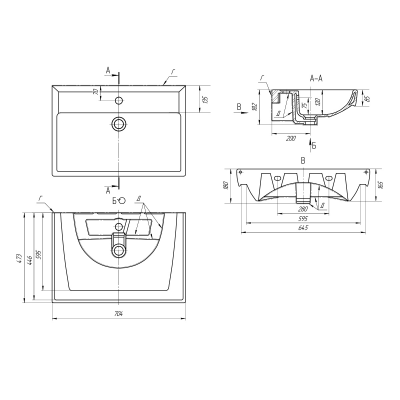 Мебельный умывальник Dreja Q70 см, белая керамика