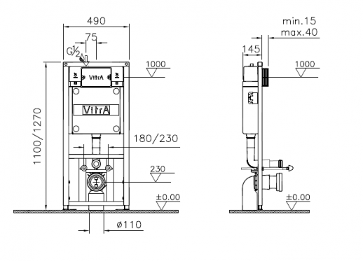 Vitra 700-1873 инсталляция для унитазов VitrA 12S и кнопка смыва Sirius