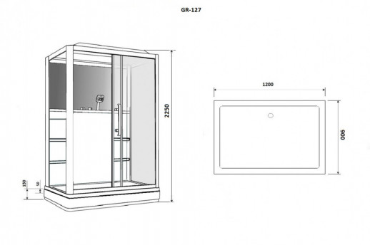 Душевая кабина GROSSMAN GR-127L/R 120x90х225 см низкий поддон