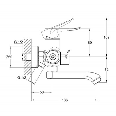 Смеситель для ванны G-Lauf GOB3-A134 хром с душевым гарнитуром