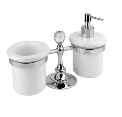 Стакан и диспенсер настольные Cezares Olimp TDT-03/24-Sw цвет золото, ручки Swarovski