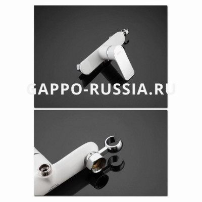 Смеситель с гигиеническим душем Gappo Noar настенный однорычажный белый (G2048-8)