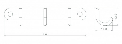 Планка настенная узкая 3 крючка RUSH Bianki (BI76233)