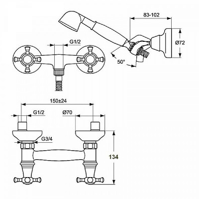 Смеситель для душа Ideal Standard Reflection B9659LS хром золото с душевым гарнитуром