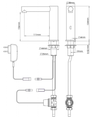 Автоматический кран Nofer 07250.B хром/глянец