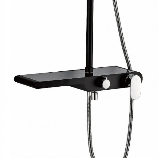Душевая система Haiba HB2420 с полочкой (латунь пластик) черный, хром