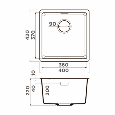 Мойка OMOIKIRI KATA 40-U-BL Artgranit черный прямоугольная 400x420 (4993396)