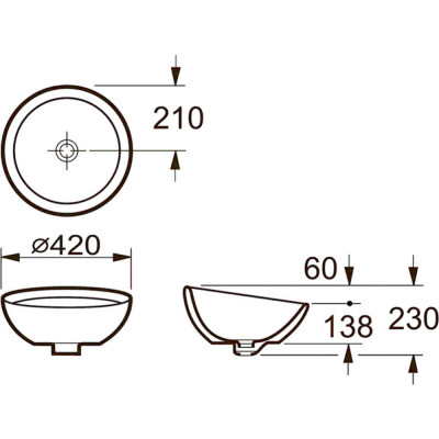 Раковина Roca Bol накладная 42x42 см 327876000 круглая белый