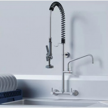 Cмеситель профессиональный ROTPUNKT с фиксацией лейки настенный, сатин матовый