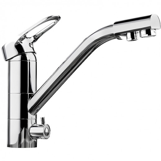 Смеситель для кухни Haiba HB4304 с подключением к фильтру поворотным изливом и аэратором (латунь) хром