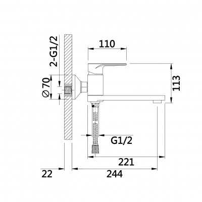 Смеситель для ванны D-Lin D181377-A, черный