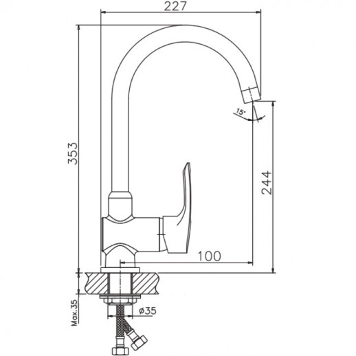 Однорычажный смеситель для кухни Haiba HB4066 с поворотным изливом (латунь) хром