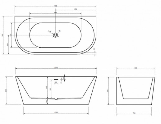Акриловая ванна ABBER AB9216-1.7MB
