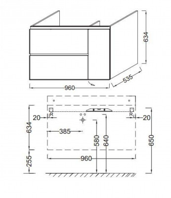 Тумба под раковину 95 см Jacob Delafon Soprano EB1331-N28медный бетон