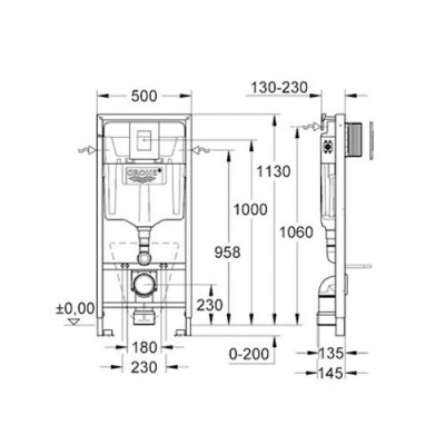Grohe Rapid SL 38775001 комплект для подвecного унитаза, с кнопкой Skate Cosmopolitan