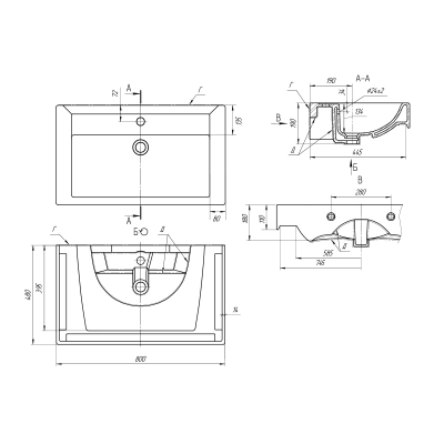 Мебельный умывальник Dreja Q80 см, белая керамика