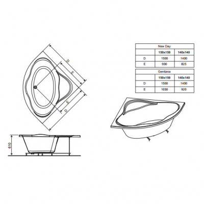 RAVAK C661000000 Ванна NewDay 150 см, белая