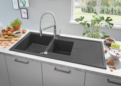Мойка GROHE K400 с 1,5 чашей, черный гранит (31643AP0)
