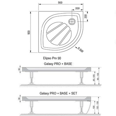 RAVAK Galaxy Pro XA237701010  Поддон душевой Elipso Pro-90 полукруглый, белый, литой мрамор
