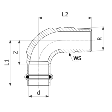 Viega Угольник переходной 90° Profipress G