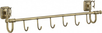 Планка с крючками для ванной (6 крючков) Savol S-006476 латунь бронза