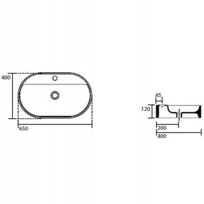 Раковина накладная Kerasan Ciotola 65 028501*1 белая овальная