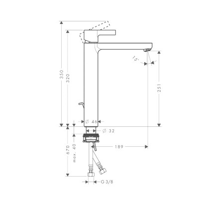 Hansgrohe Metris S 31022000 смеситель для раковины с д/к, хром