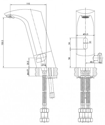 Смеситель на раковину Kaiser Sensor 38011, сенсорный, хром